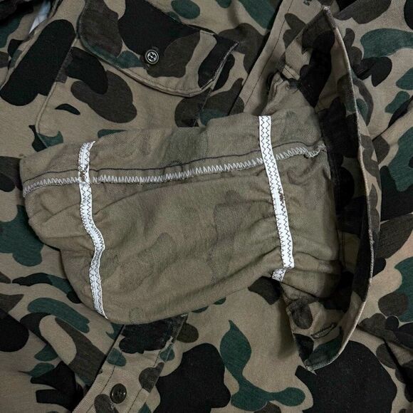 VTG Five Brothers Chamois Flannel Shirt Frogskin Duck Hunt Camo Custom Sleeves - Picture 5 of 11